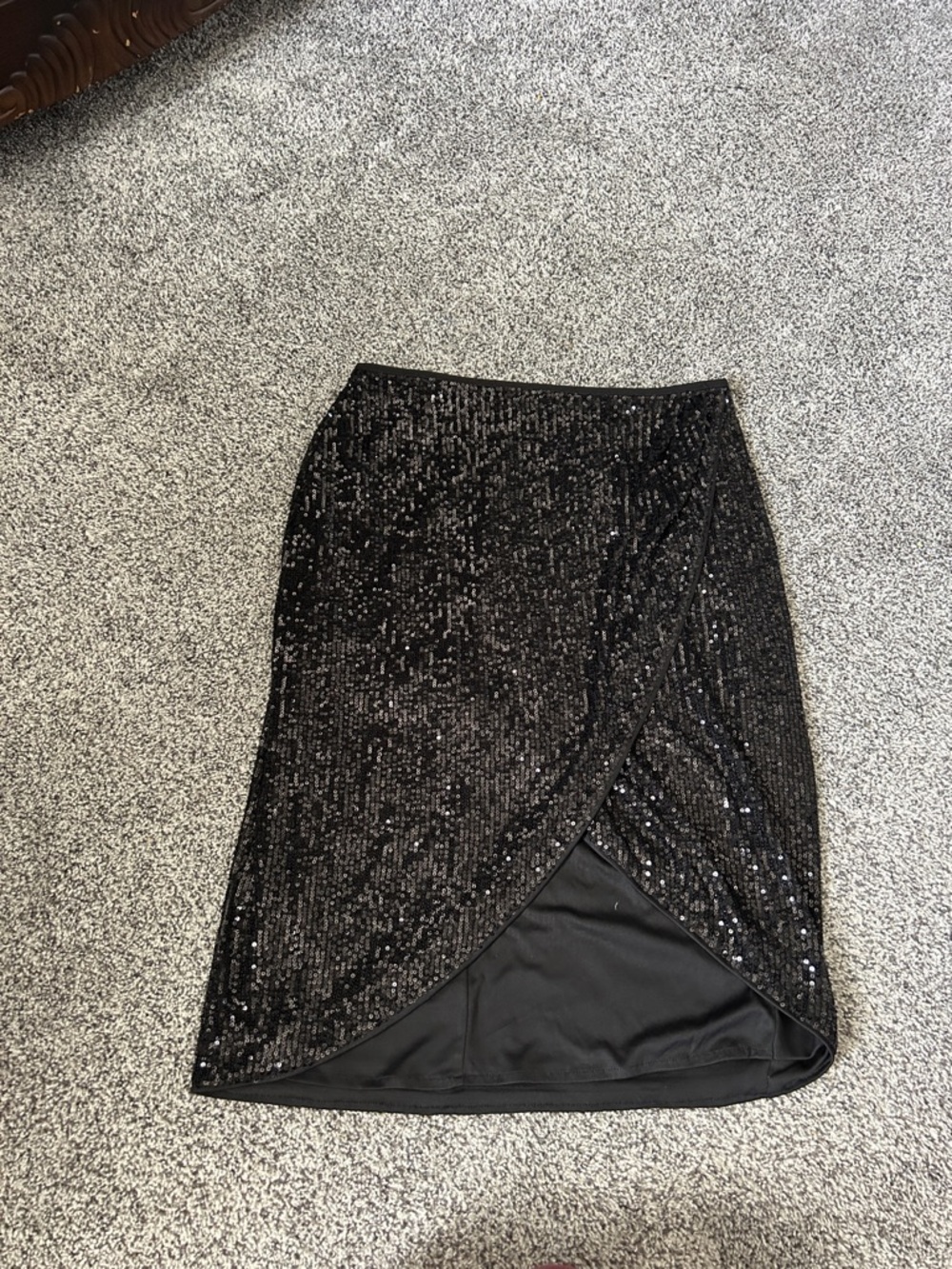 Calvin Klein Black Sequin Faux-Wrap Pencil Skirt